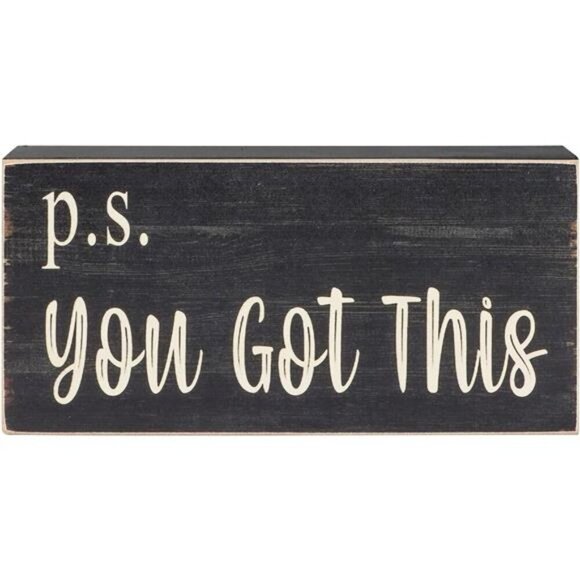 Motivational Home Office Desk Black Decor - Farmhouse Wooden Box Sign Gift - Picture 2 of 7